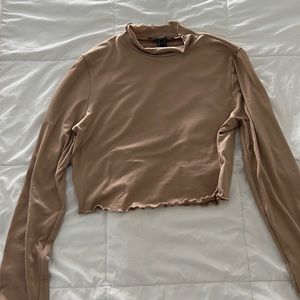 Mock Neck Long Sleeve Crop Top